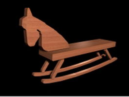 Wood rocking horse chair 3d preview