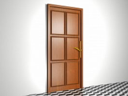 6 Panel interior door 3d model preview