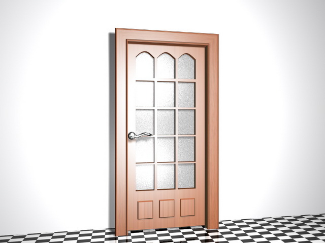 Interior wood glazed door 3d rendering