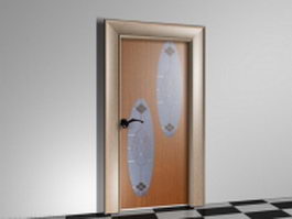 Flat panel door with glass 3d model preview