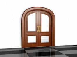 Arched glazed door 3d model preview