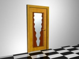 Interior door with glass and trim 3d model preview