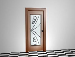 Wood and wrought iron door 3d model preview
