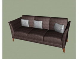 Dark brown fabric sofa 3d model preview