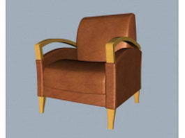 Leather club chair 3d model preview