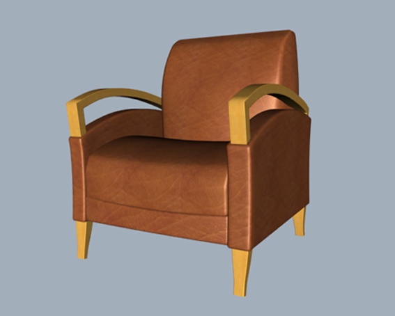 Leather club chair 3d rendering