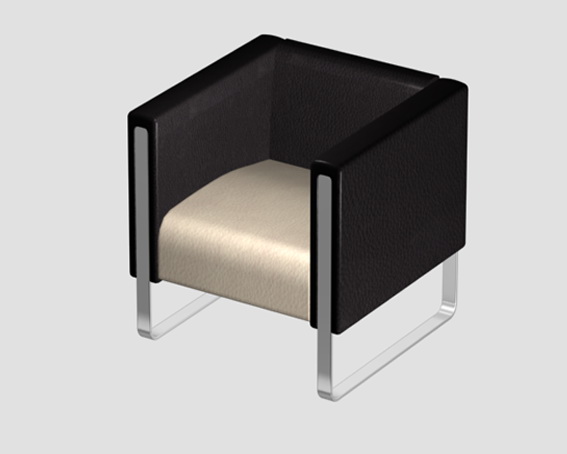 Modern leather cube chair 3d rendering