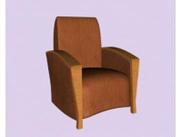 Tan leather sofa chair 3d model preview