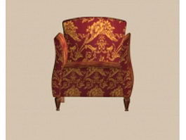 Red floral fabric sofa chair 3d model preview