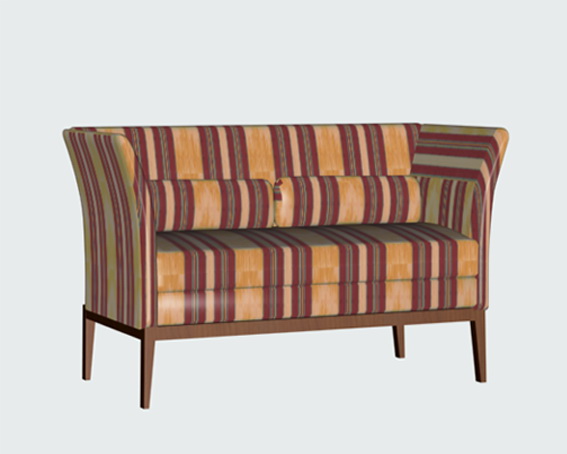 Striped fabric couch 3d rendering