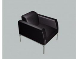 Black leather sofa chair 3d model preview