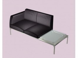 Leather sofa with attached table 3d model preview