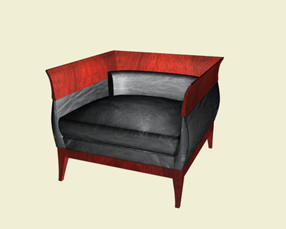 Upholstered cube chair 3d rendering