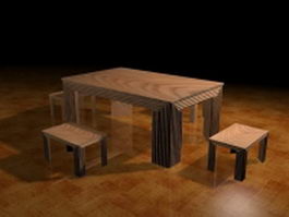 Kitchen table with stools 3d model preview
