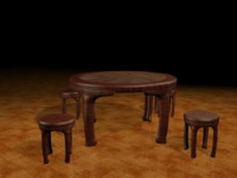 Antique dining sets 3d preview