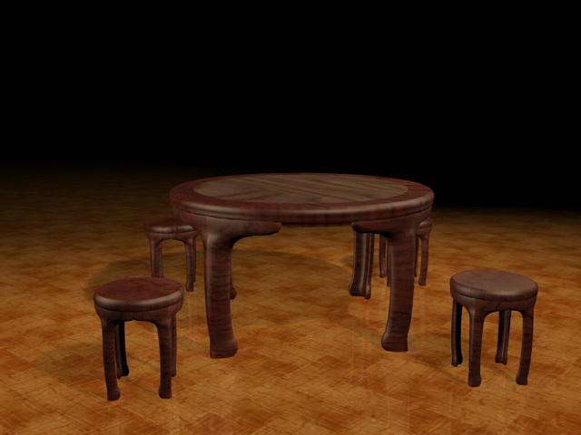 Antique dining sets 3d rendering