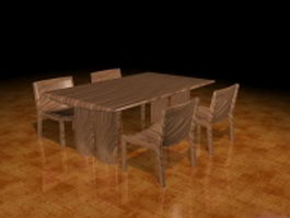 Rustic wood dining set 3d preview
