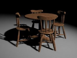 Wood patio dining sets 3d preview