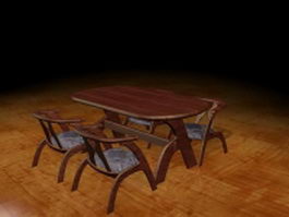 Modern wood dining furniture 3d preview