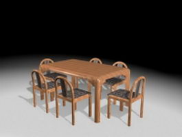 7 Piece dining set 3d model preview