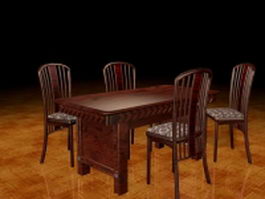 Traditional redwood dining sets 3d model preview