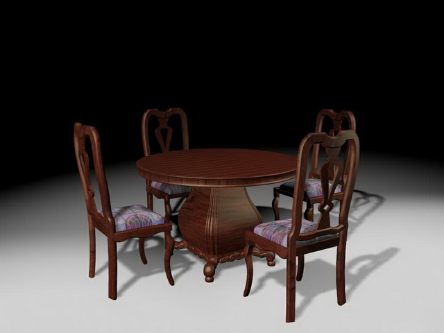Antique furniture dining room sets 3d rendering