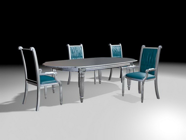 Retro 5 piece dining set 3d rendering