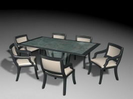 7 Piece patio dining set 3d model preview
