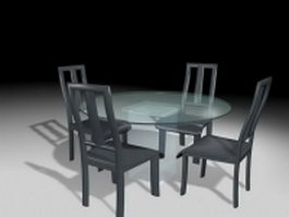Glass dining sets 4 chairs 3d model preview