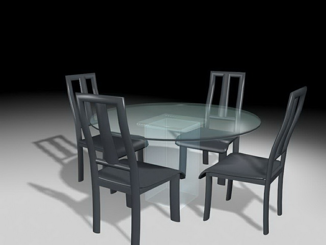 Glass dining sets 4 chairs 3d rendering