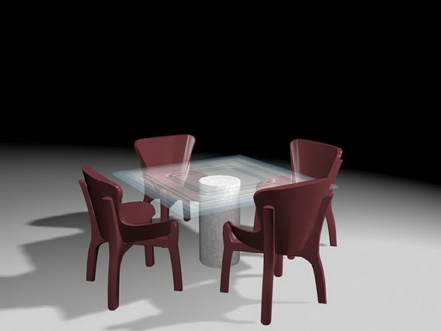 Outdoor glass top dining sets 3d rendering