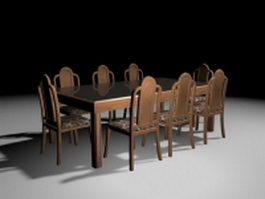 9 Piece dining room set 3d model preview