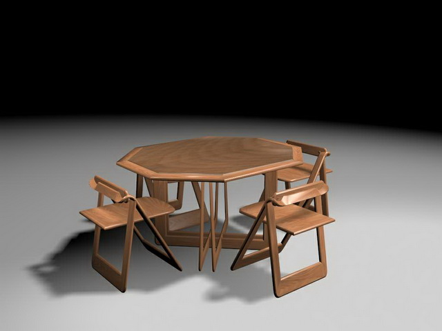 Folding dining table set 3d rendering