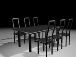 Black wood dining room sets 3d model preview