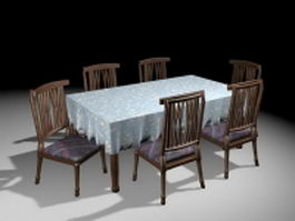 Classic dining room furniture 3d model preview