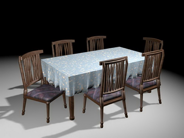 Classic dining room furniture 3d rendering