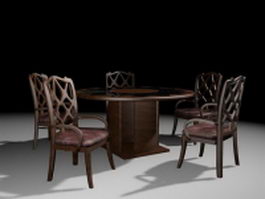 Round dining room sets 3d model preview