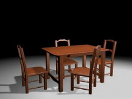 Modern wood dining room sets 3d model preview