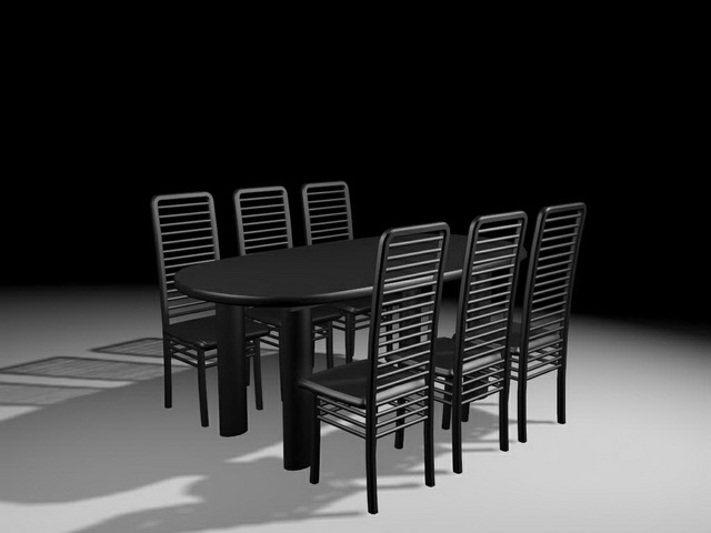 Black dining room sets 3d rendering