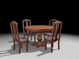 Antique round dinette sets 3d model preview