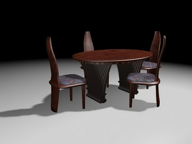 Round wood dinette sets 3d rendering