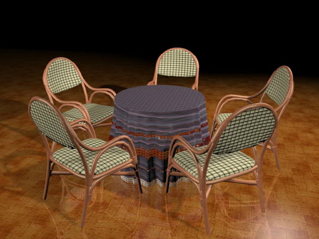 Round patio dining sets 3d rendering