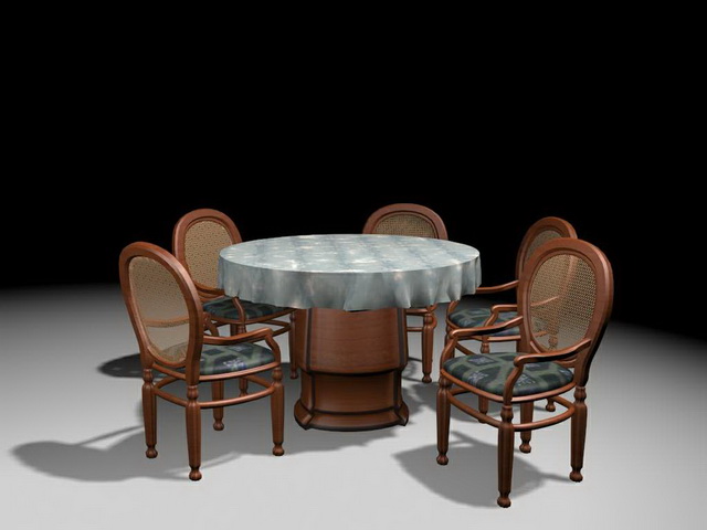 Round dining set 3d rendering