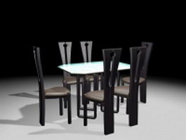 Modern dining table set 3d preview
