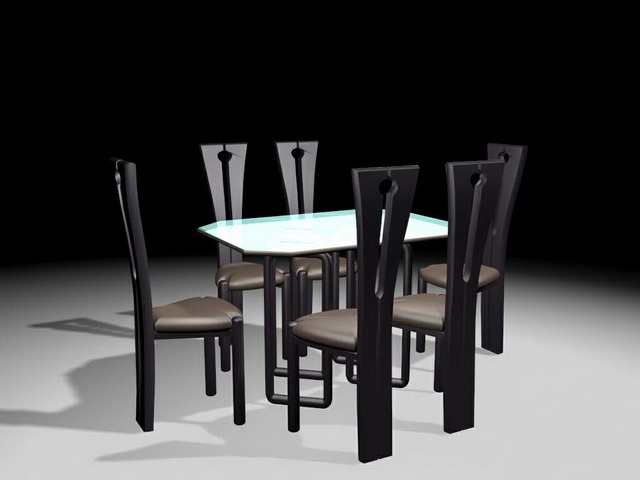 Modern dining table set 3d rendering