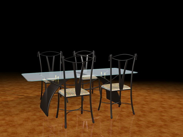 Black metal dining set 3d rendering