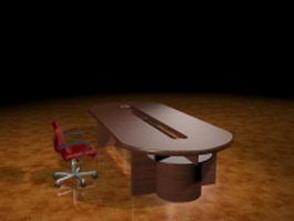 Oval conference room table and chair 3d preview