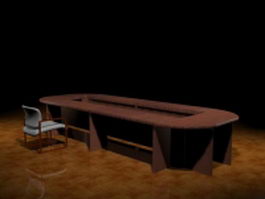 Large conference table and chair 3d preview
