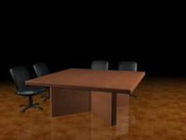 Small conference table and chairs 3d model preview