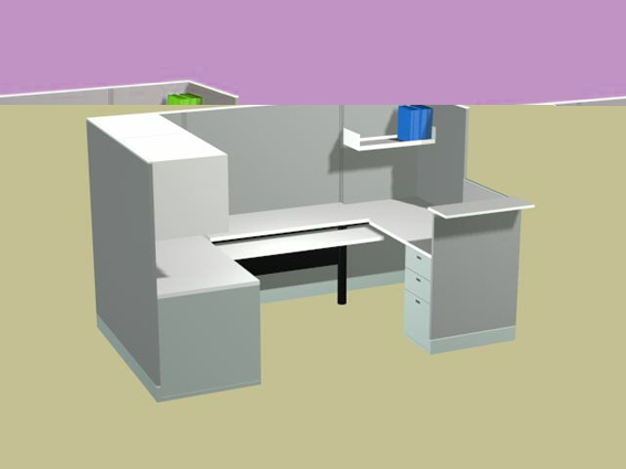 Office workstation 3d rendering